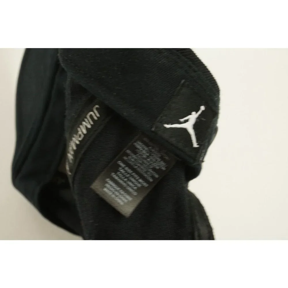 Vintage 90's‎ Michael Jordan Jumpman Solid Black Wool Snap Back Hat Big Logo